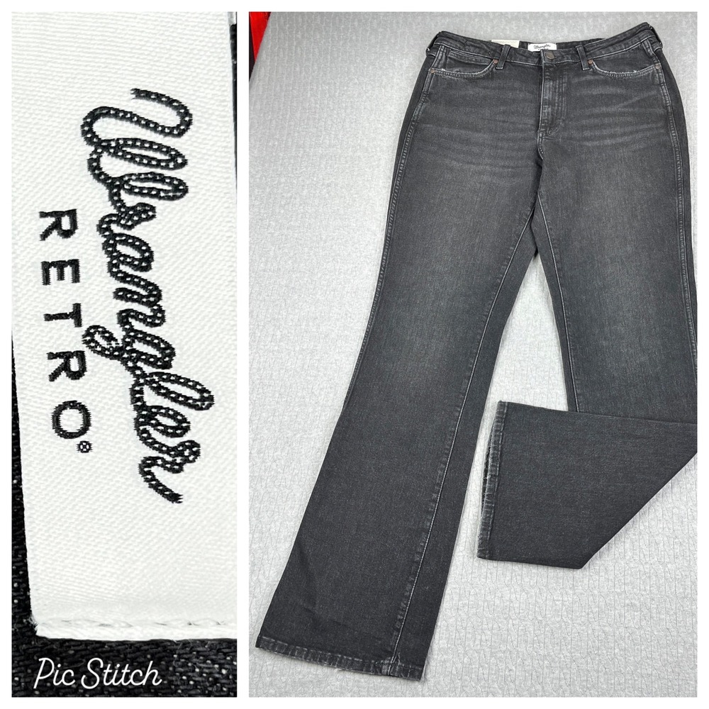 New‎ Wrangler Retro Bailey Bootcut Jeans Women 33x36 Black High Rise  western